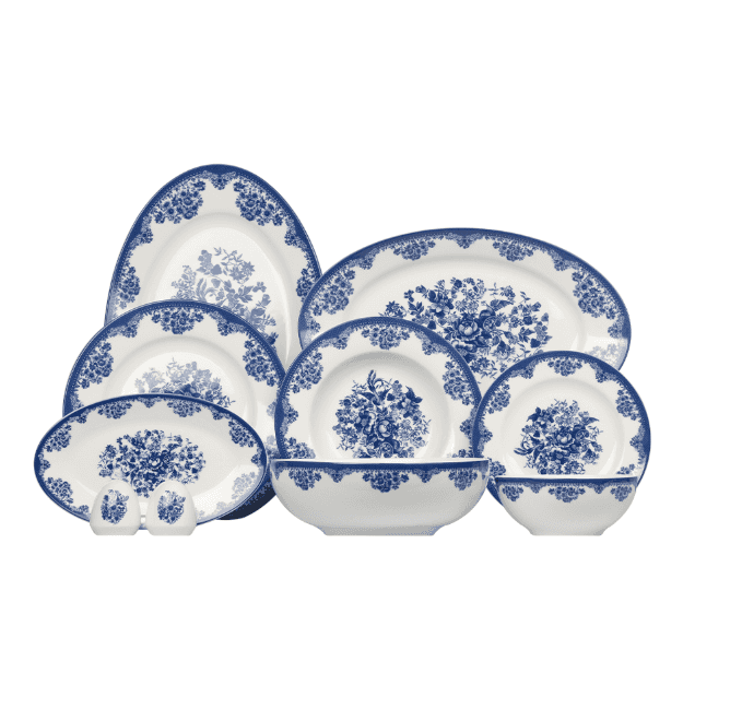 سرویس غذاخوری 30 پارچه طرح فلورانس سرمه ای چینی زرین درجه عالی