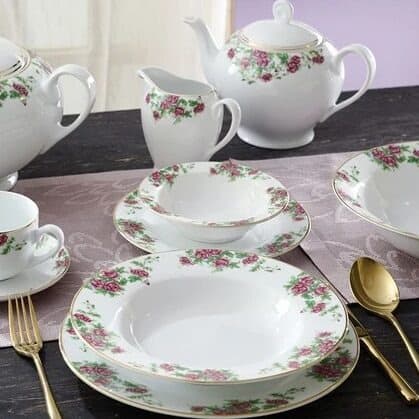 سرویس غذاخوری 28 پارچه چینی زرین ایران مدل ایتالیا اف بیدگل thumbnail 2