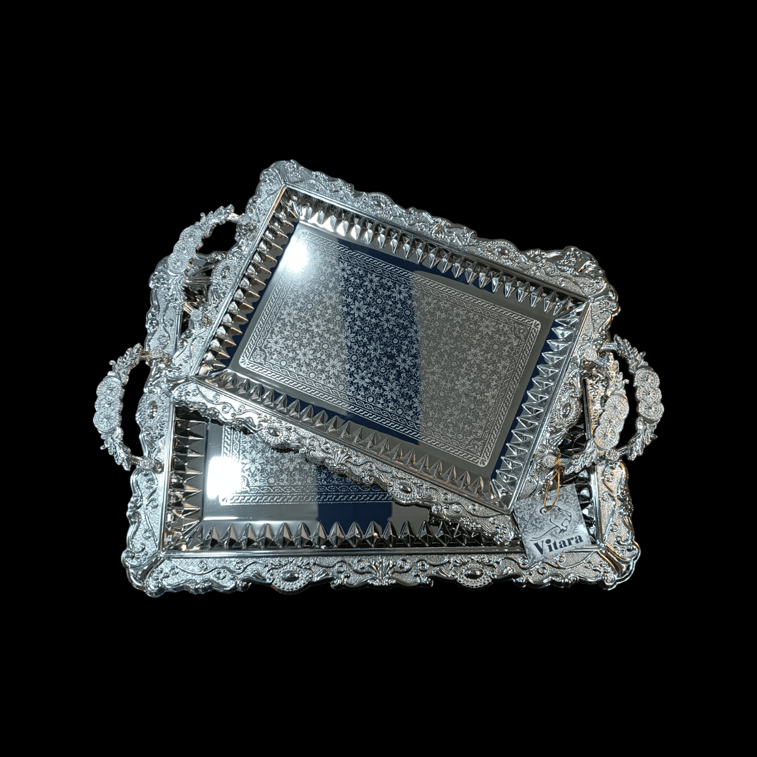 سینی جفتی ویتارا مستطیل نقره ای طرح 2 thumbnail 1