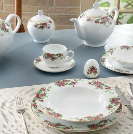 سرویس غذاخوری 28 پارچه چینی زرین ایران مدل ایتالیا اف بیدگل thumbnail 1