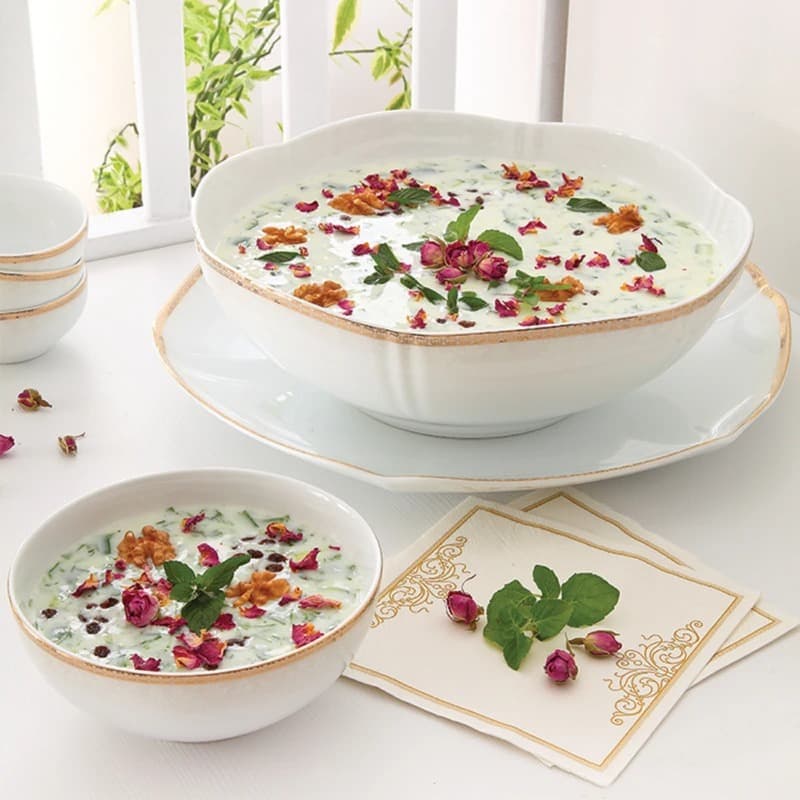 قاب و قدح چینی زرین طرح ریوا طلایی thumbnail 1