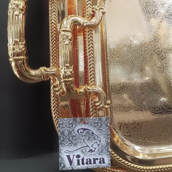 سینی استیل جفتی طلایی طرح دار thumbnail 2