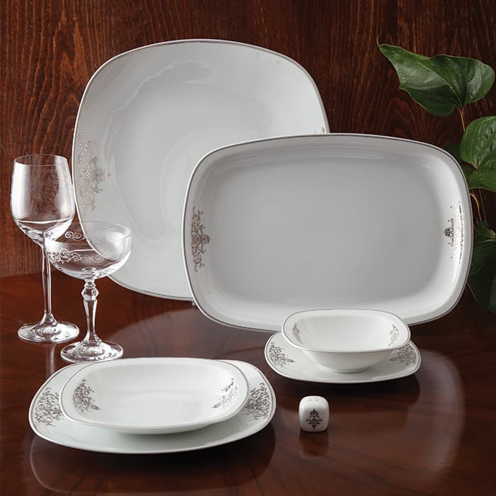 سرویس 98 پارچه 12 نفره چینی زرین ایران طرح مونت کارلو پلاتینی thumbnail 4