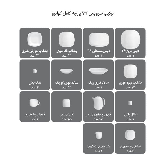 سرویس 73 پارچه چینی زرین کواترو طرح ادلین طوسی thumbnail 5