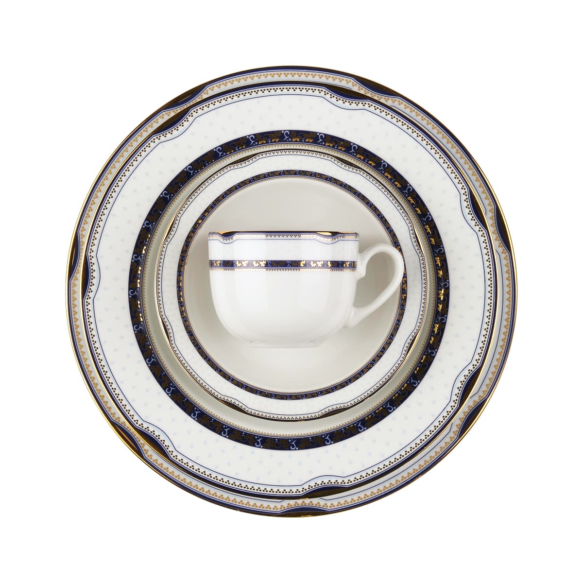 سرویس 102 پارچه ایتالیا اف چینی زرین گل آرایی پرشیا سرمه ای درجه عالی