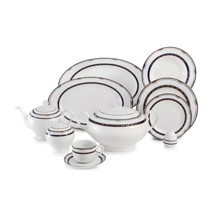 سرویس 102 پارچه ایتالیا اف چینی زرین گل آرایی پرشیا سرمه ای درجه عالی thumbnail 1