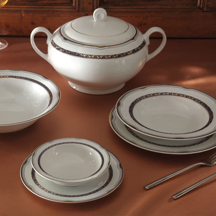 سرویس 102 پارچه ایتالیا اف چینی زرین گل آرایی پرشیا سرمه ای درجه عالی thumbnail 4