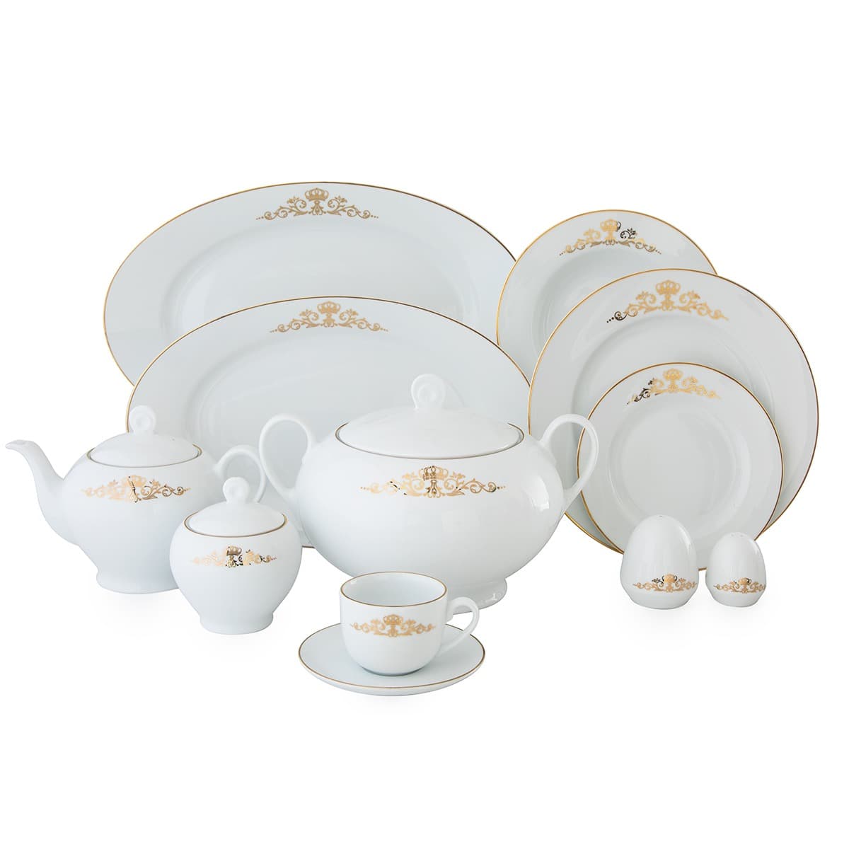 سرویس چینی 102 پارچه ایتالیا کوئین طلایی 12 نفره چینی زرین