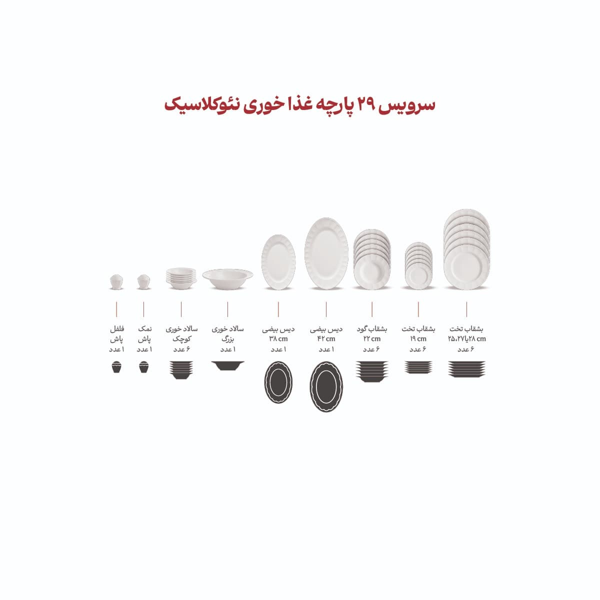 سرویس چینی 29 پارچه نئوکلاسیک فلورنتیا 6 نفره چینی زرین thumbnail 4