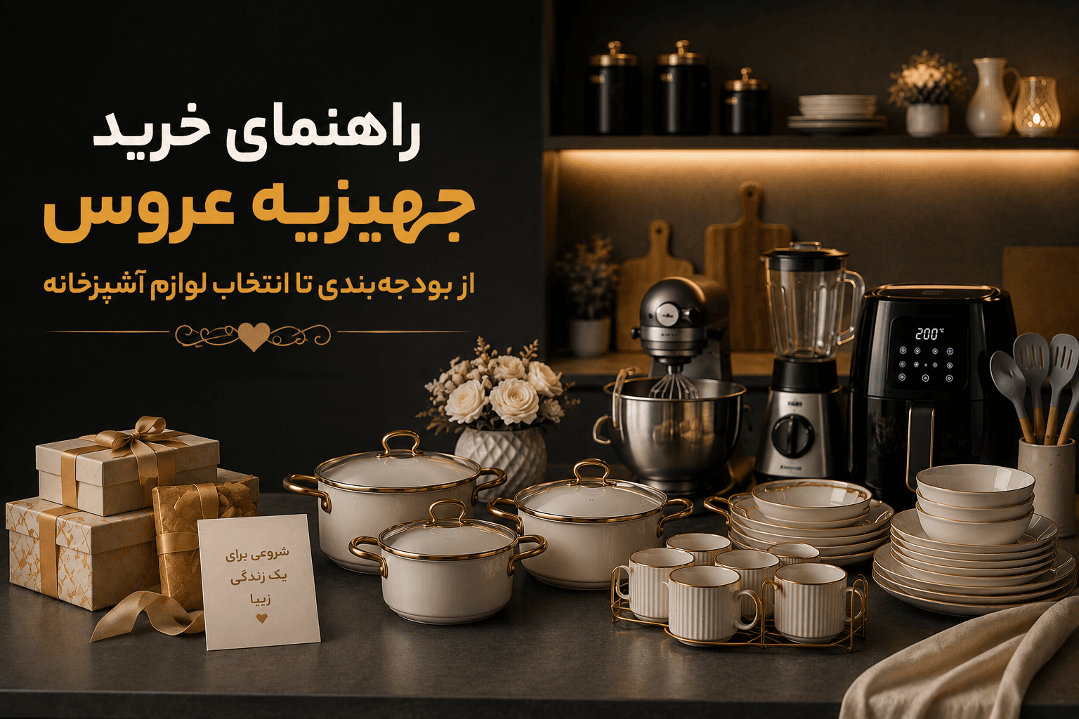 راهنمای کامل خرید جهیزیه عروس؛ از تعیین بودجه و تهیه چک لیست جهیزیه تا انتخاب لوازم آشپزخانه